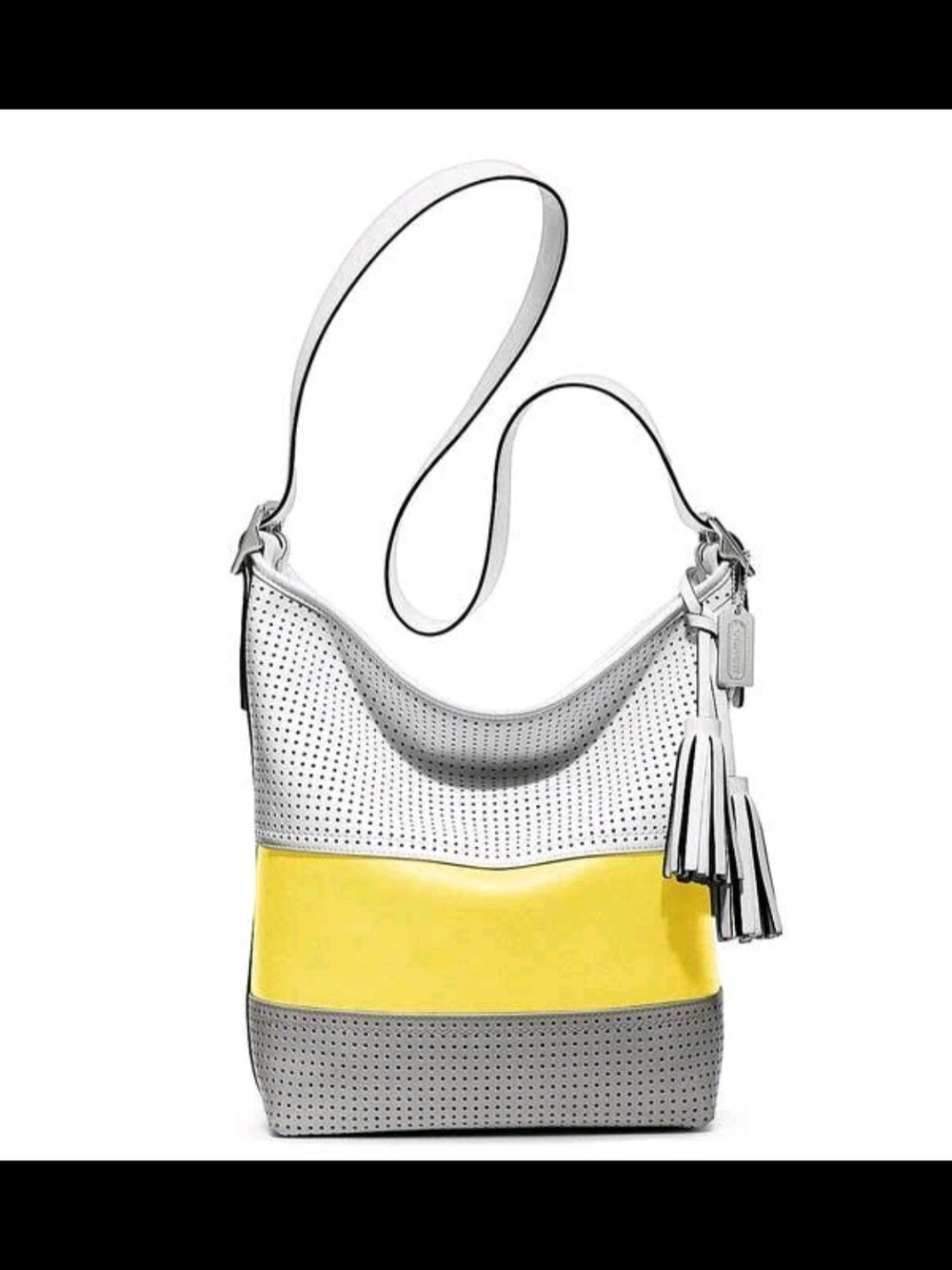 Coach Legacy Perforated Stripe Duffle Convertible Bag (Style 22412) Lemon Color